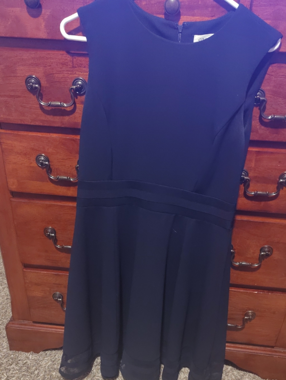 Calvin Klein Navy Sleeveless Fit-and-Flare Midi Dress